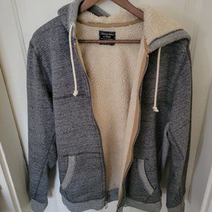 Abercrombie and Fitch Men's Large Fleece Lined Gray Hoodie - NEVER WORN